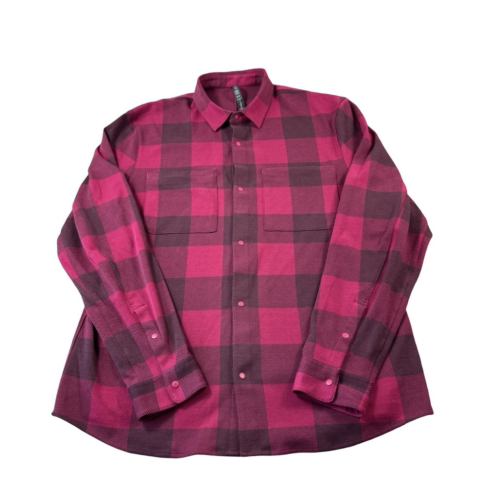 Lululemon Red Checked Performance Snap Mens Flannel Shacket Size XL NWOT
